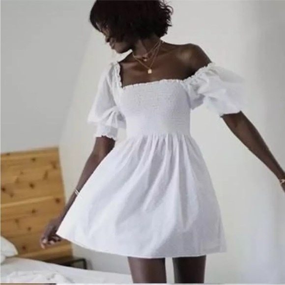 Hill House The Athena Nap Dress in Sheer White Swiss Dot large - Picture 1 of 8